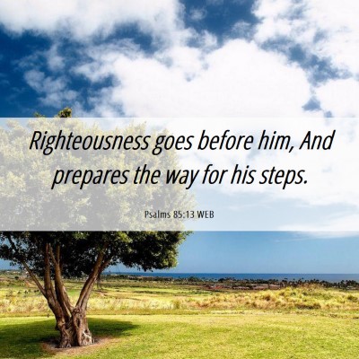 Picture 06 - Psalms 85:13 WEB - Righteousness goes before him, And prepares the - Bible Verse Picture