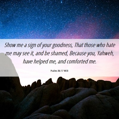 Picture 06 - Psalms 86:17 WEB - Show me a sign of your goodness, That those who - Bible Verse Picture