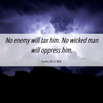 Picture 06 - Psalms 89:22 WEB - No enemy will tax him. No wicked man will oppress - Bible Verse Picture