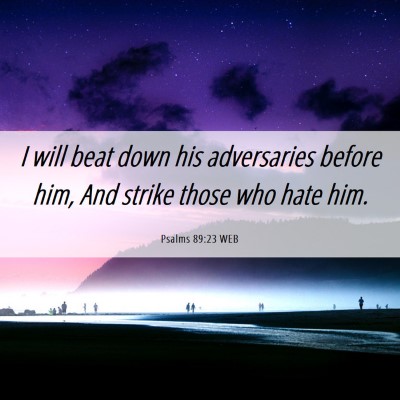 Picture 06 - Psalms 89:23 WEB - I will beat down his adversaries before him, And - Bible Verse Picture