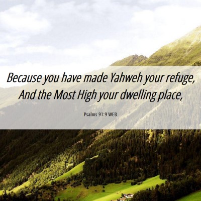 Picture 06 - Psalms 91:9 WEB - Because you have made Yahweh your refuge, And the - Bible Verse Picture