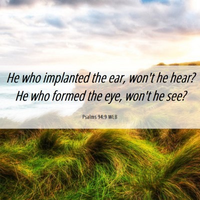 Picture 06 - Psalms 94:9 WEB - He who implanted the ear, won't he hear? He who - Bible Verse Picture