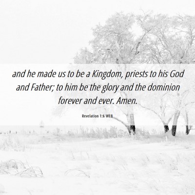 Picture 06 - Revelation 1:6 WEB - and he made us to be a Kingdom, priests to his - Bible Verse Picture