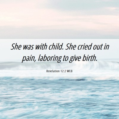 Picture 06 - Revelation 12:2 WEB - She was with child. She cried out in pain, - Bible Verse Picture