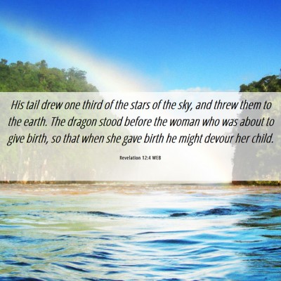 Picture 06 - Revelation 12:4 WEB - His tail drew one third of the stars of the sky, - Bible Verse Picture