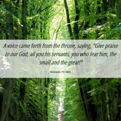 Picture 06 - Revelation 19:5 WEB - A voice came forth from the throne, saying, 