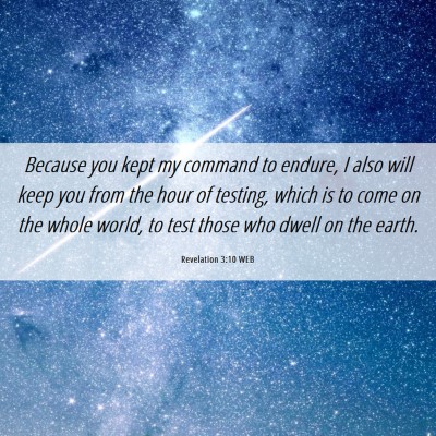 Picture 06 - Revelation 3:10 WEB - Because you kept my command to endure, I also - Bible Verse Picture