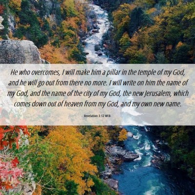 Picture 06 - Revelation 3:12 WEB - He who overcomes, I will make him a pillar in the - Bible Verse Picture