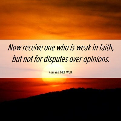 Picture 06 - Romans 14:1 WEB - Now receive one who is weak in faith, but not for - Bible Verse Picture