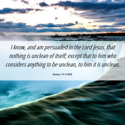 Picture 06 - Romans 14:14 WEB - I know, and am persuaded in the Lord Jesus, that - Bible Verse Picture