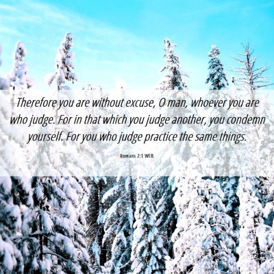 Picture 06 - Romans 2:1 WEB - Therefore you are without excuse, O man, whoever - Bible Verse Picture