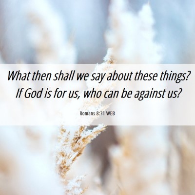 Picture 06 - Romans 8:31 WEB - What then shall we say about these things? If God - Bible Verse Picture
