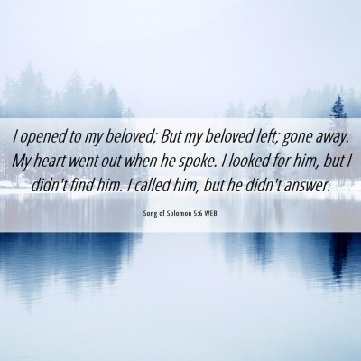 Picture 06 - Song of Solomon 5:6 WEB - I opened to my beloved; But my beloved left; gone - Bible Verse Picture