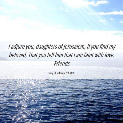 Picture 06 - Song of Solomon 5:8 WEB - I adjure you, daughters of Jerusalem, If you find - Bible Verse Picture