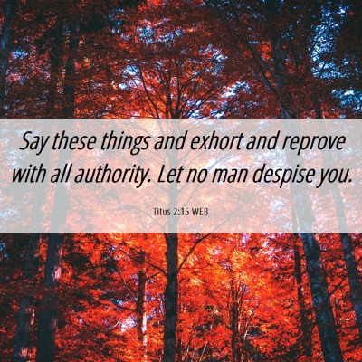 Picture 06 - Titus 2:15 WEB - Say these things and exhort and reprove with all - Bible Verse Picture