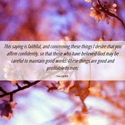 Picture 06 - Titus 3:8 WEB - This saying is faithful, and concerning these - Bible Verse Picture