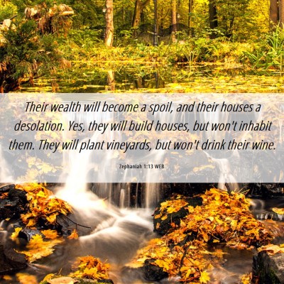 Picture 06 - Zephaniah 1:13 WEB - Their wealth will become a spoil, and their - Bible Verse Picture