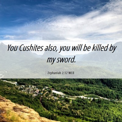 Picture 06 - Zephaniah 2:12 WEB - You Cushites also, you will be killed by my - Bible Verse Picture
