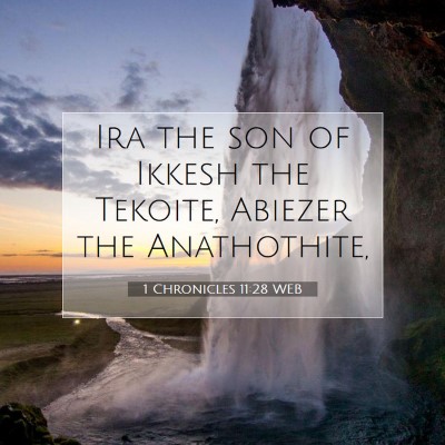 Picture 07 - 1 Chronicles 11:28 WEB - Ira the son of Ikkesh the Tekoite, Abiezer the - Bible Verse Picture