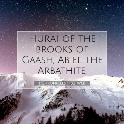 Picture 07 - 1 Chronicles 11:32 WEB - Hurai of the brooks of Gaash, Abiel the - Bible Verse Picture