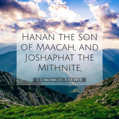 Picture 07 - 1 Chronicles 11:43 WEB - Hanan the son of Maacah, and Joshaphat the - Bible Verse Picture