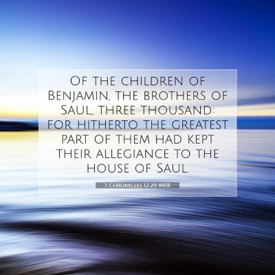 Picture 07 - 1 Chronicles 12:29 WEB - Of the children of Benjamin, the brothers of - Bible Verse Picture