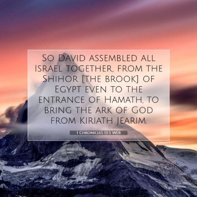 Picture 07 - 1 Chronicles 13:5 WEB - So David assembled all Israel together, from the - Bible Verse Picture