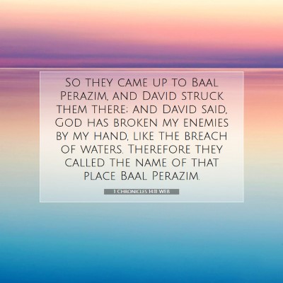 Picture 07 - 1 Chronicles 14:11 WEB - So they came up to Baal Perazim, and David struck - Bible Verse Picture