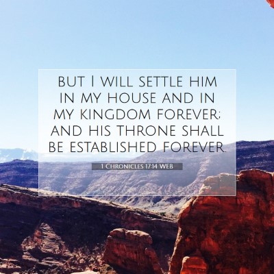 Picture 07 - 1 Chronicles 17:14 WEB - but I will settle him in my house and in my - Bible Verse Picture