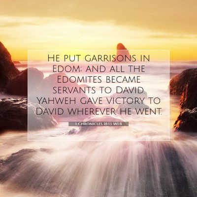 Picture 07 - 1 Chronicles 18:13 WEB - He put garrisons in Edom; and all the Edomites - Bible Verse Picture