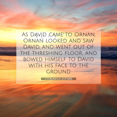 Picture 07 - 1 Chronicles 21:21 WEB - As David came to Ornan, Ornan looked and saw - Bible Verse Picture