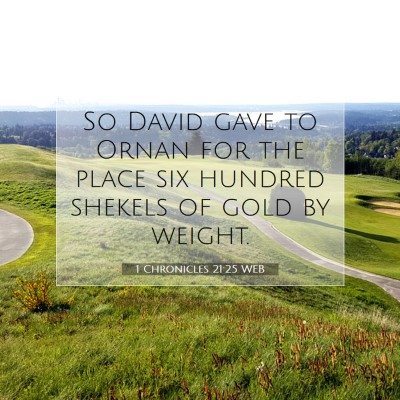 Picture 07 - 1 Chronicles 21:25 WEB - So David gave to Ornan for the place six hundred - Bible Verse Picture
