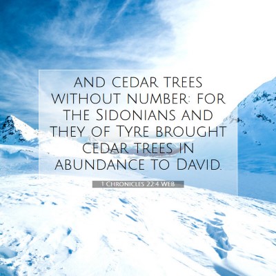 Picture 07 - 1 Chronicles 22:4 WEB - and cedar trees without number: for the Sidonians - Bible Verse Picture