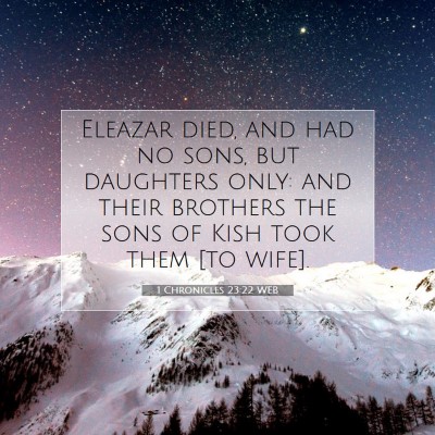 Picture 07 - 1 Chronicles 23:22 WEB - Eleazar died, and had no sons, but daughters - Bible Verse Picture