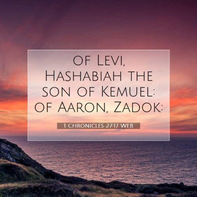 Picture 07 - 1 Chronicles 27:17 WEB - of Levi, Hashabiah the son of Kemuel: of Aaron, - Bible Verse Picture