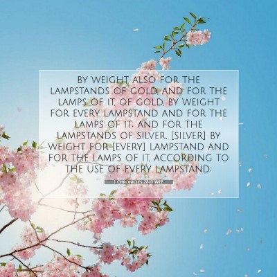 Picture 07 - 1 Chronicles 28:15 WEB - by weight also for the lampstands of gold, and - Bible Verse Picture