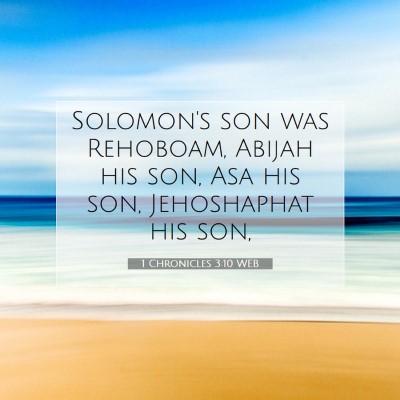 Picture 07 - 1 Chronicles 3:10 WEB - Solomon's son was Rehoboam, Abijah his son, Asa - Bible Verse Picture