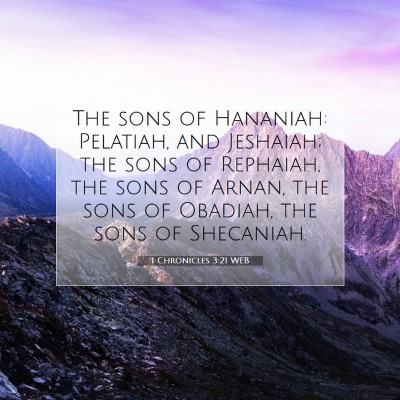 Picture 07 - 1 Chronicles 3:21 WEB - The sons of Hananiah: Pelatiah, and Jeshaiah; the - Bible Verse Picture