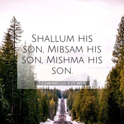 Picture 07 - 1 Chronicles 4:25 WEB - Shallum his son, Mibsam his son, Mishma his - Bible Verse Picture