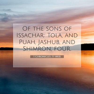 Picture 07 - 1 Chronicles 7:1 WEB - Of the sons of Issachar: Tola, and Puah, Jashub, - Bible Verse Picture