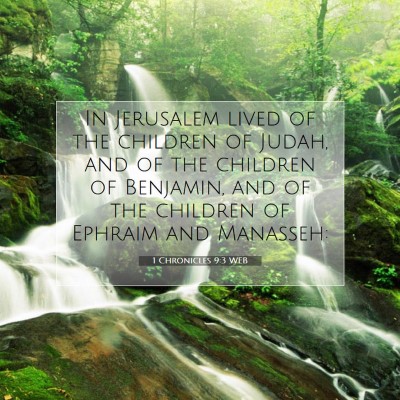 Picture 07 - 1 Chronicles 9:3 WEB - In Jerusalem lived of the children of Judah, and - Bible Verse Picture