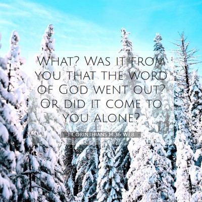 Picture 07 - 1 Corinthians 14:36 WEB - What? Was it from you that the word of God went - Bible Verse Picture