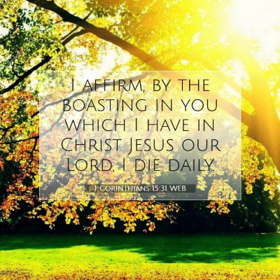 Picture 07 - 1 Corinthians 15:31 WEB - I affirm, by the boasting in you which I have in - Bible Verse Picture