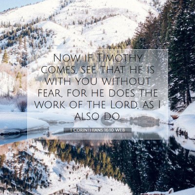 Picture 07 - 1 Corinthians 16:10 WEB - Now if Timothy comes, see that he is with you - Bible Verse Picture