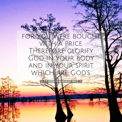 Picture 07 - 1 Corinthians 6:20 WEB - for you were bought with a price. Therefore - Bible Verse Picture