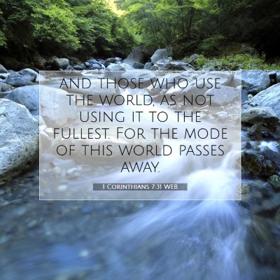 Picture 07 - 1 Corinthians 7:31 WEB - and those who use the world, as not using it to - Bible Verse Picture