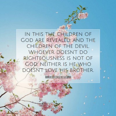 Picture 07 - 1 John 3:10 WEB - In this the children of God are revealed, and the - Bible Verse Picture