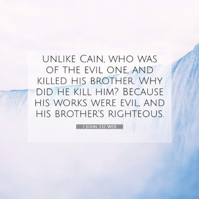 Picture 07 - 1 John 3:12 WEB - unlike Cain, who was of the evil one, and killed - Bible Verse Picture