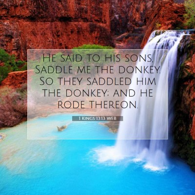 Picture 07 - 1 Kings 13:13 WEB - He said to his sons, Saddle me the donkey. So - Bible Verse Picture