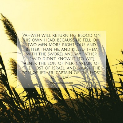 Picture 07 - 1 Kings 2:32 WEB - Yahweh will return his blood on his own head, - Bible Verse Picture
